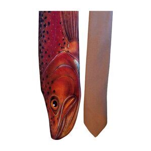 Vintage Ralph Marlin Rainbow Trout Novelty Tie 1986 Fishing